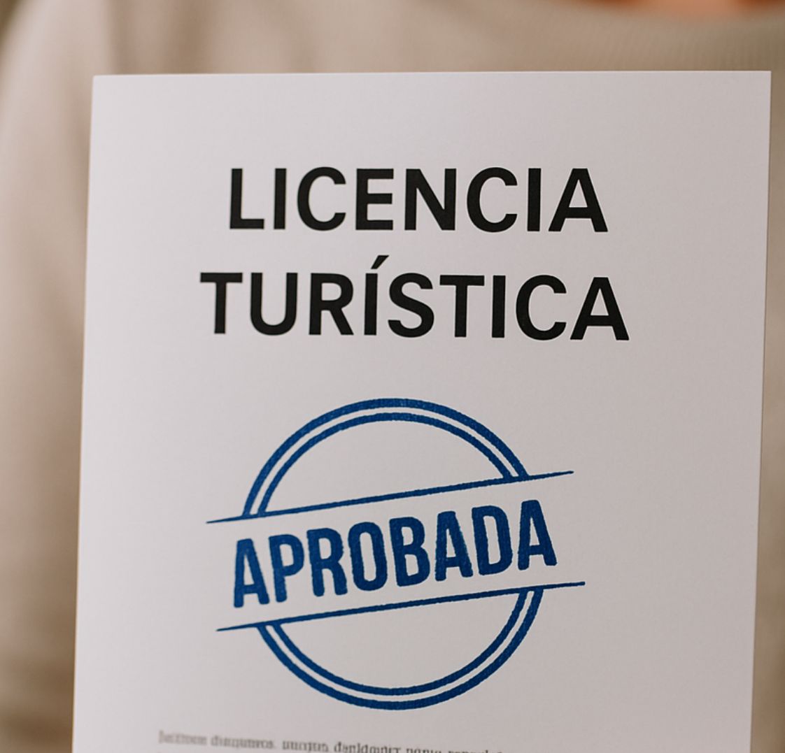 Persona mostrando una licencia de alquiler turístico aprobada