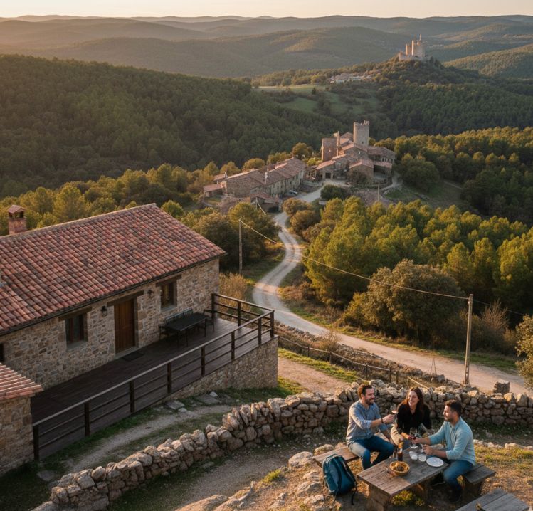 Gestión de alquiler vacacional en el interior de Castellón Paisaje del interior de Castellón representando el alquiler vacacional en zonas rurales y escapadas de fin de semana.